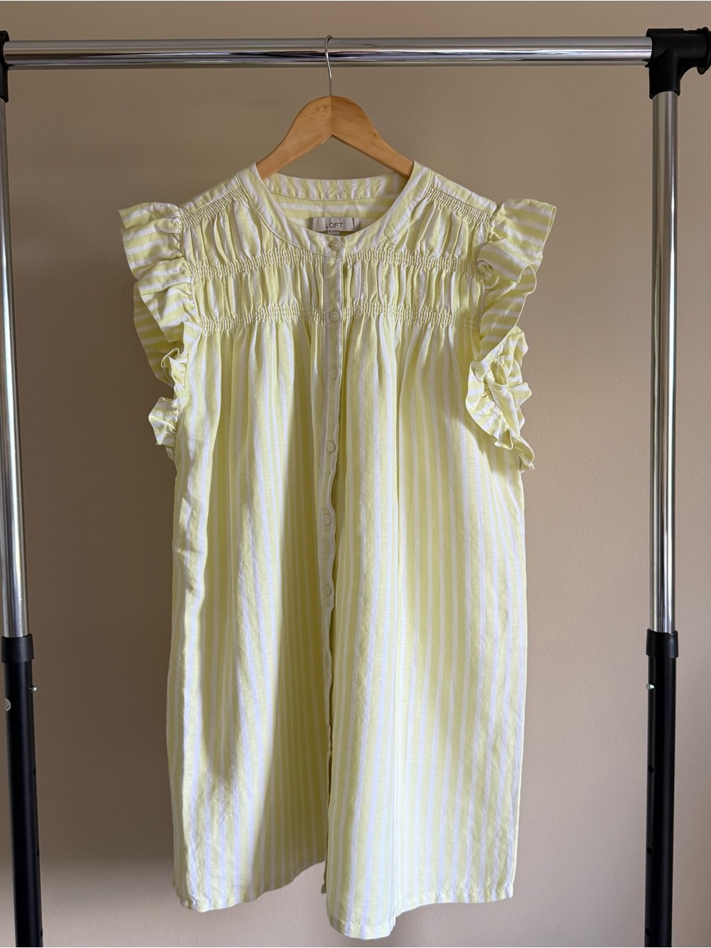 LOFT Yellow and White Striped Women’s Linen Dress